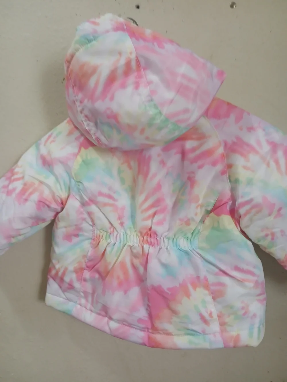 The Children's Place Pink Tie-Dye Hooded Puffer Jacket Double Zip Size 12_18 Mon